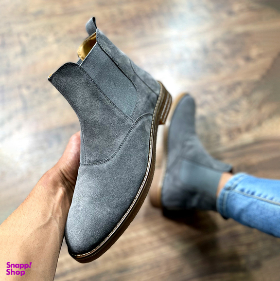نیم بوت اشبالت مردانه مدل چلسی کش دار کد 301 رنگ طوسی