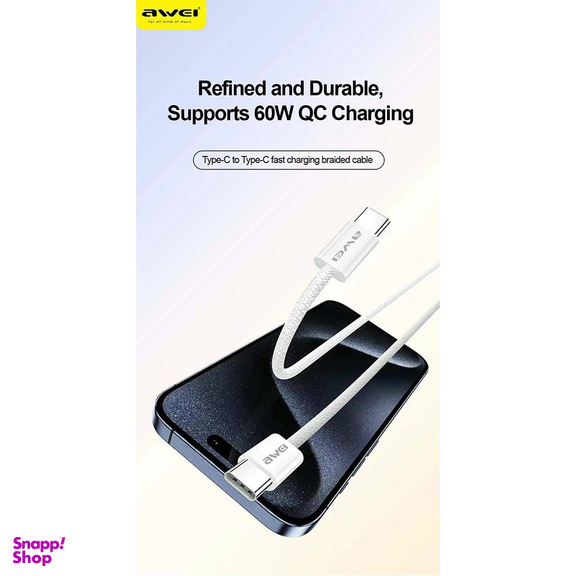 کابل دیتا USB Type-C اوی مدل CL-219T 60W طول 1 متر