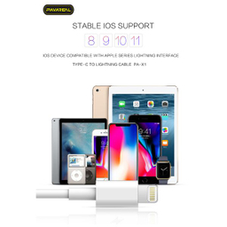 کابل تبدیل USB-C به لایتنینگ پاواریال مدل PA-X12 طول 1 متر