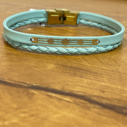 دستبند چرم و طلا 18 عیار زنانه کد 4347