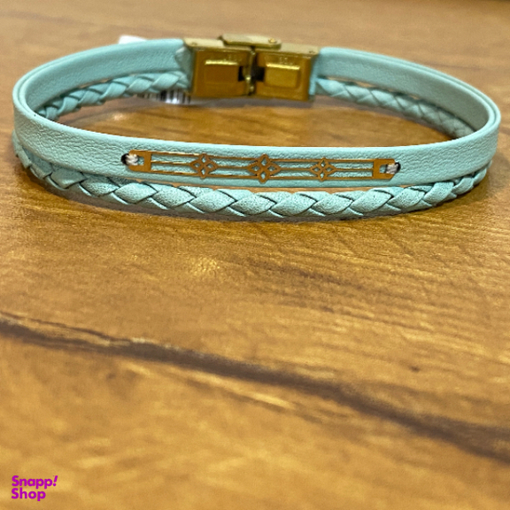 دستبند چرم و طلا 18 عیار زنانه کد 4347