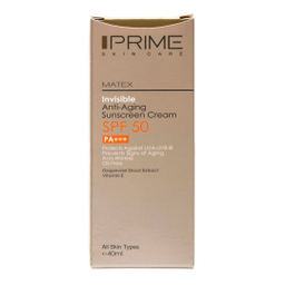 کرم ضد آفتاب جوان کننده پریم مدل Matex Invisible SPF50 حجم 40 میلی لیتر
