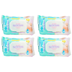 دستمال مرطوب کودک دلفین مدل B5 مجموعه 4 عددی