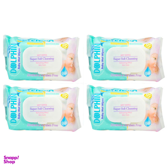 دستمال مرطوب کودک دلفین مدل B5 مجموعه 4 عددی