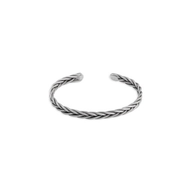 بنگل نقره زنانه مدل بافت سیاه قلم کد 083