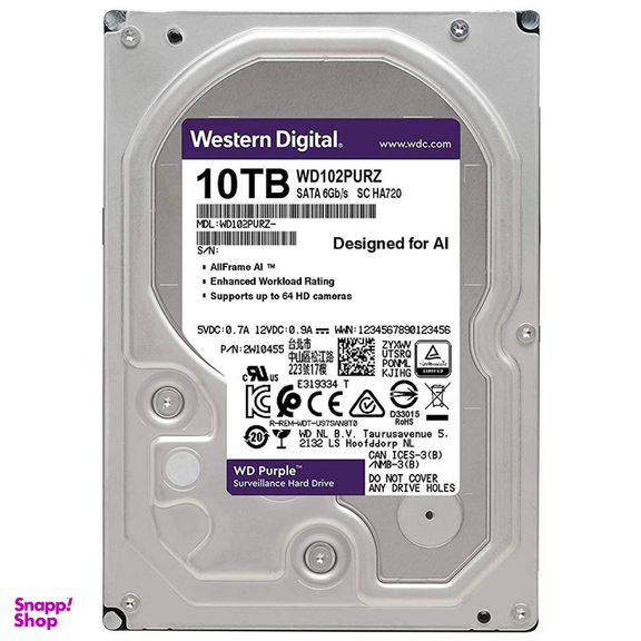 هارد دیسک اینترنال وسترن دیجیتال (Western Digital) مدل Purple WD102PURZ ظرفیت 10 ترابایت