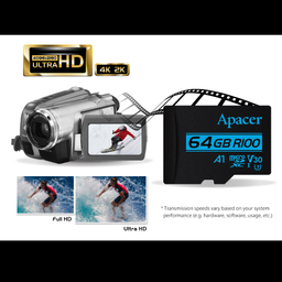 کارت حافظه microSDXC اپیسر مدل V30 A1 کلاس 10 استاندارد UHS-I U3 سرعت 100MBps ظرفیت 64 گیگابایت به همراه آداپتور SD