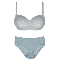 ست سوتین و شورت دخترانه اسفنجی بدون فنر کد 5351 رنگ طوسی روشن