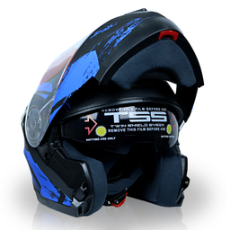 کلاه کاسکت فک متحرک ردلاین مدل 935 طرح مشکی آبی به همراه کاور