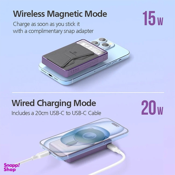 پاوربانک مغناطیسی میکروپک مدل WPB-310 20W ظرفیت 10000 میلی آمپر ساعت