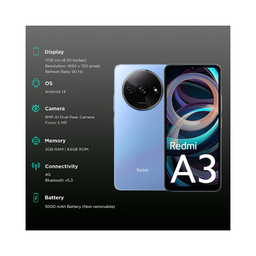 گوشی موبایل شیائومی مدل Redmi A3 دو سیم کارت ظرفیت 128 گیگابایت رم 4 گیگابایت