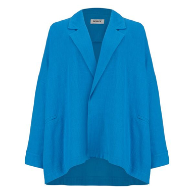 مانتو زنانه سرژه مدل 216597 یقه انگلیسی رنگ  آبی