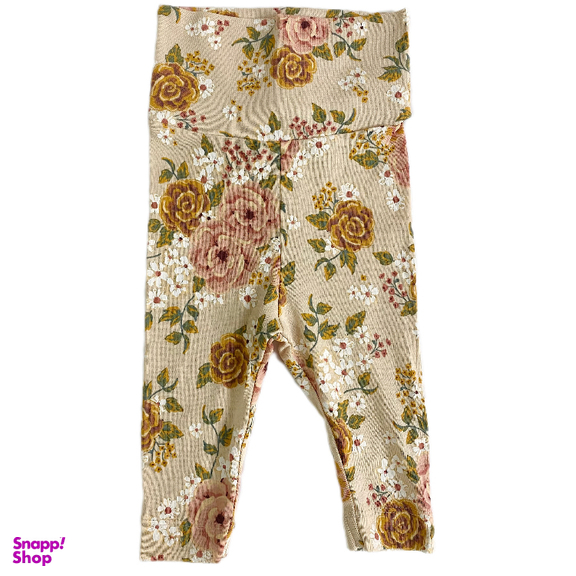 شلوار راحتی نوزادی مدل گل صورتی کمر پهن