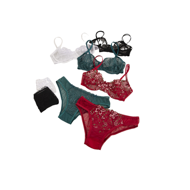 ست شورت و سوتین توری گلدوزی فنردار بارون کد 335 رنگ سفید