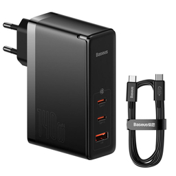 شارژر دیواری 140 وات 3 پورت بیسوس مدل CCGP100201 به همراه کابل Type-C طول یک متر