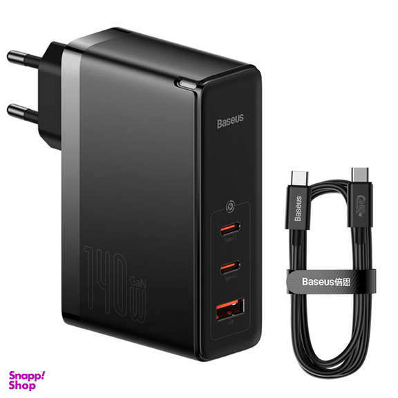 شارژر دیواری 140 وات 3 پورت بیسوس مدل CCGP100201 به همراه کابل Type-C طول یک متر