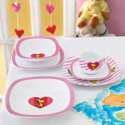 سرویس غذا خوری 5 پارچه کودک چینی زرین ایران سری کواترو مدل اسنوپی درجه عالی