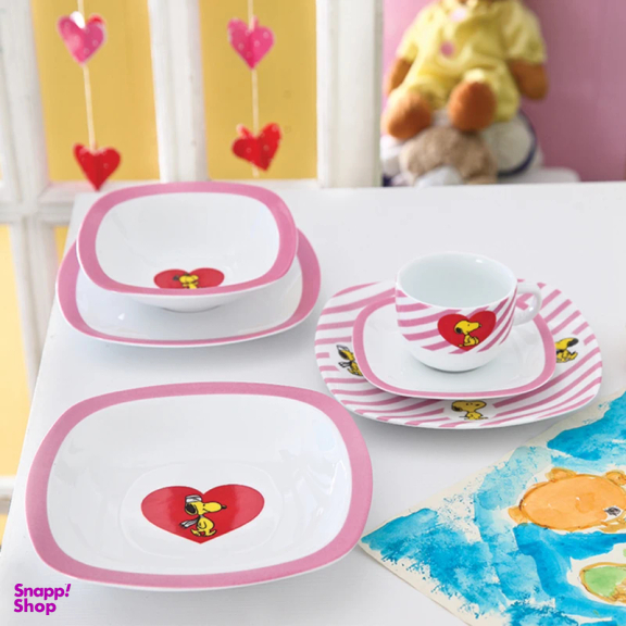 سرویس غذا خوری 5 پارچه کودک چینی زرین ایران سری کواترو مدل اسنوپی درجه عالی