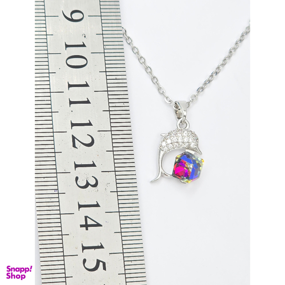 گردنبند زنانه وای اس ایکس با سنگ سواروسکی طرح دلفین کد swar