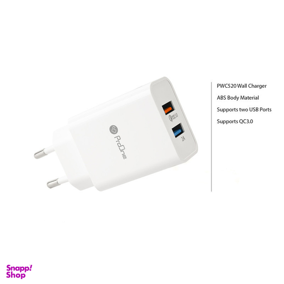 شارژر دیواری 18 وات پرووان مدل PWC520 به همراه کابل تبدیل USB-C
