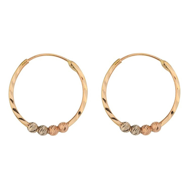 گوشواره طلا 18 عیار زنانه حلقه ای چهار گوی کد 44509