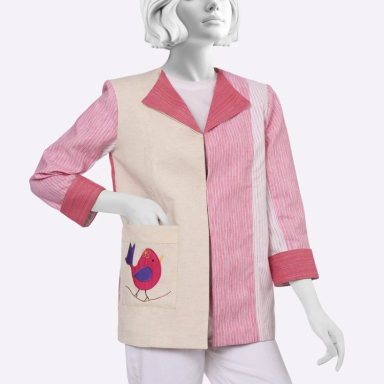 مانتو زنانه گره استایل کد AshiMashi-Coat رنگ صورتی سفید