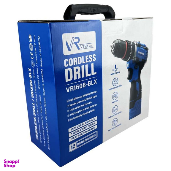 دریل شارژی 16 ولت براشلس ویوارکس مدل VR1608-BLX