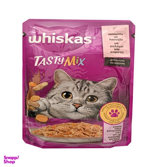 پوچ گربه ویسکاس طعم ماهی سالمون وزن 85 گرم