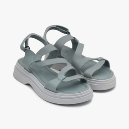 صندل زنانه چرم تهران کد A64T رنگ نقرابی