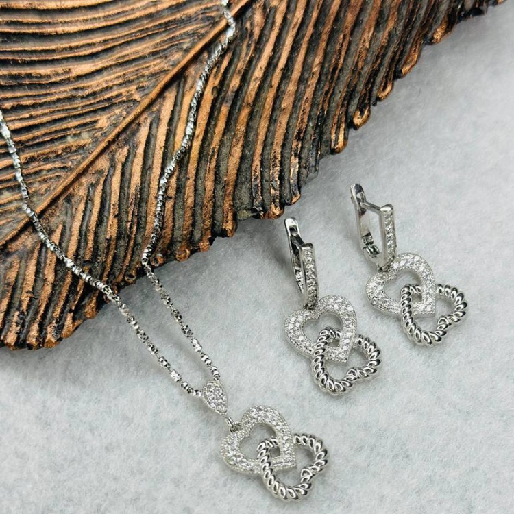 نیم ست نقره زنانه گیرا مدل قلب کد G984