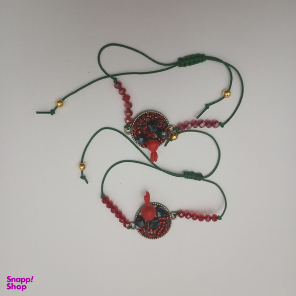 دستبند دخترانه طرح دانه انار یلدایی کد 31302 بسته ۲ عددی