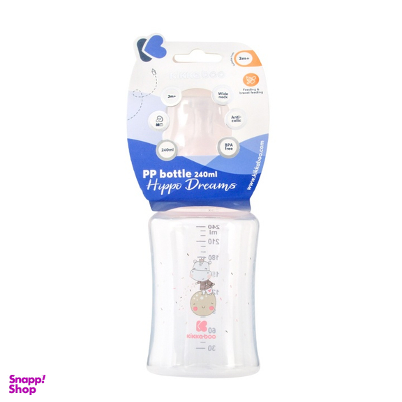 شیشه شیر پلی پروپیلن کیکابو مدل hippo حجم 240 میلی لیتر