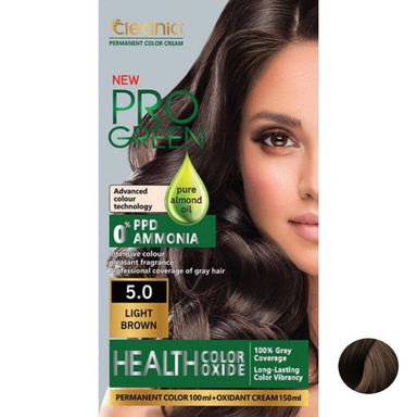 کیت رنگ مو کلینیک کیندی مدل Pro Green شماره N5.0 رنگ قهوه ای روشن