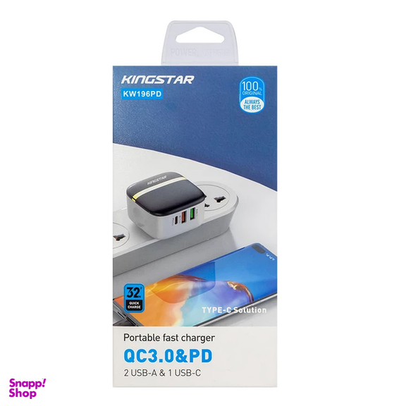 شارژر دیواری 32 وات کینگ استار مدل KW196 PD به همراه کابل USB-C