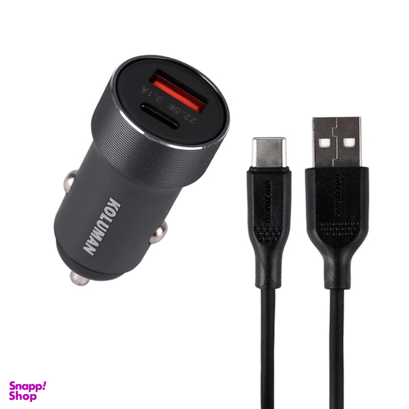 شارژر فندکی 22 وات کلومن مدل KC-C07 به همراه کابل تبدیل USB-C