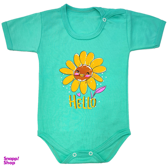 بادی آستین کوتاه نوزاد مدل آفتابگردان کد 3789 رنگ سبز