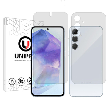 محافظ صفحه نمایش شفاف یونی پرو مدل Star 5 مناسب گوشی موبایل سامسونگ Galaxy A55 به همراه محافظ پشت گوشی