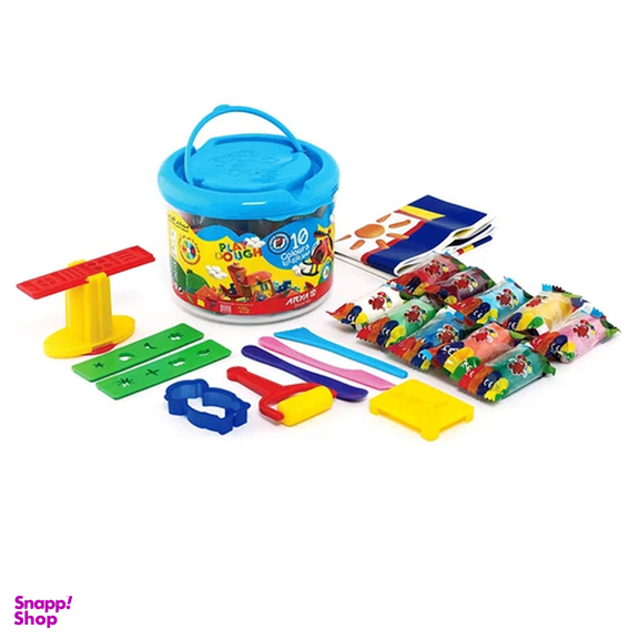 خمیر بازی 10 رنگ سطلی آریا به همراه دی وی دی کد 1068