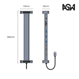 USB هاب 10 پورت Type-C ای جی دبلیو مدل BYL-2212