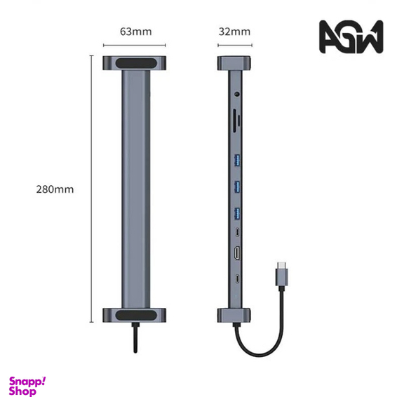 USB هاب 10 پورت Type-C ای جی دبلیو مدل BYL-2212