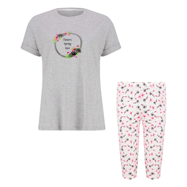 ست تیشرت و شلوارک زنانه کد 1017 رنگ طوسی