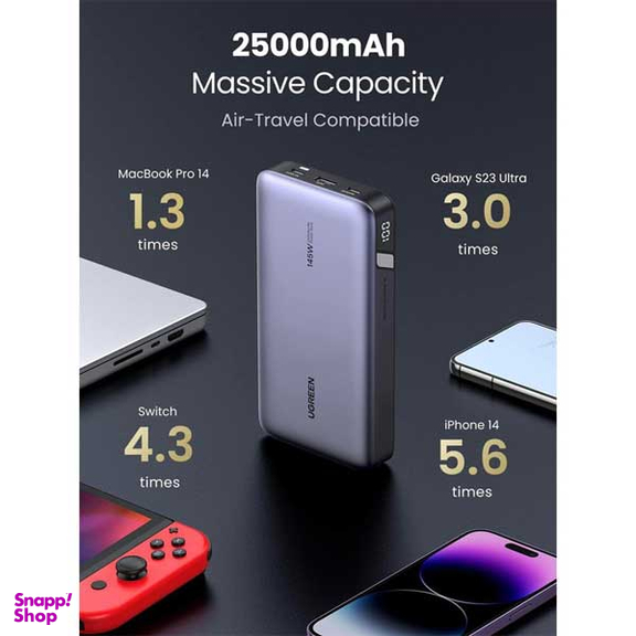 پاوربانک 145 وات یوگرین مدل PB205 کد 90597A ظرفیت 25000 میلی‌ آمپر ساعت به همراه کابل USB-C