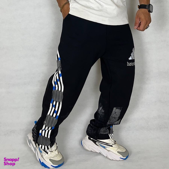 شلوار مردانه مدل 4 نوار پیستوله جاگر طرح بالنسیاگا رنگ مشکی