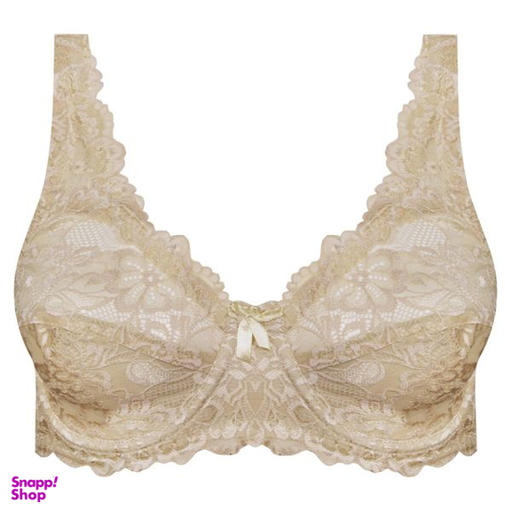 ست شورت و سوتین زنانه پانیذ مدل فنردار گیپور گلدار کد 9015 رنگ کرم