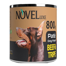 کنسرو غذای سگ نوول لوکس کد 21190 طعم سیرابی و بیف وزن 800 گرم
