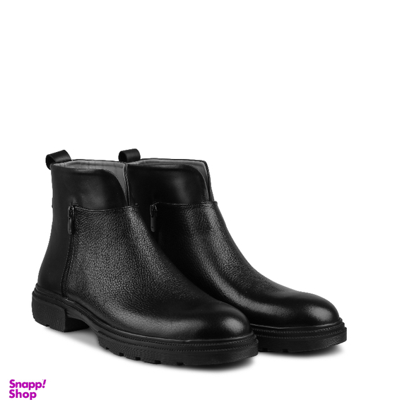 نیم بوت چرم طبیعی مردانه مونو کد J5525-001 رنگ مشکی