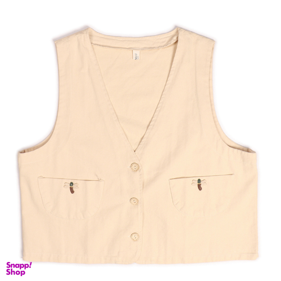 جلیقه رسمی زنانه مدل اطلس رنگ کرم