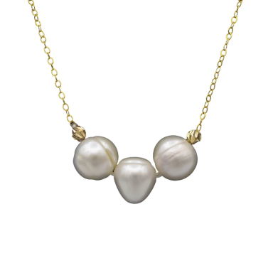 گردنبند طلا 18 عیار زنانه کاپانی مدل مروارید باروک کد KN065