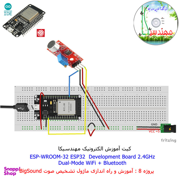 کیت آموزش الکترونیک مهندسیکا مدل خلاقیت دلتا ESP32+70