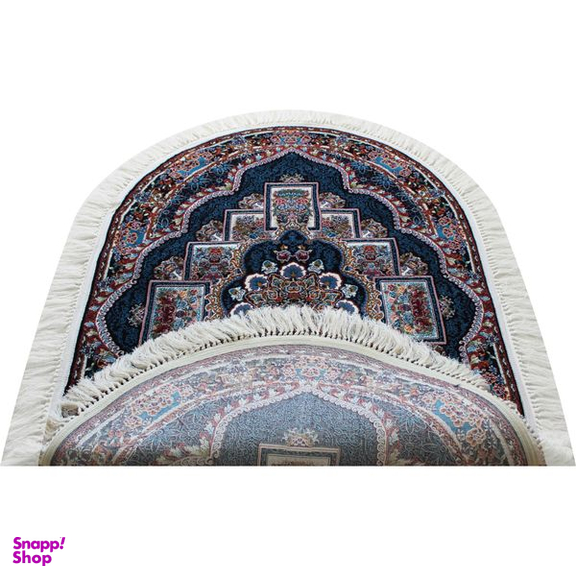 فرش ماشینی مدل بیضی طرح ناردون زمینه سرمه ای